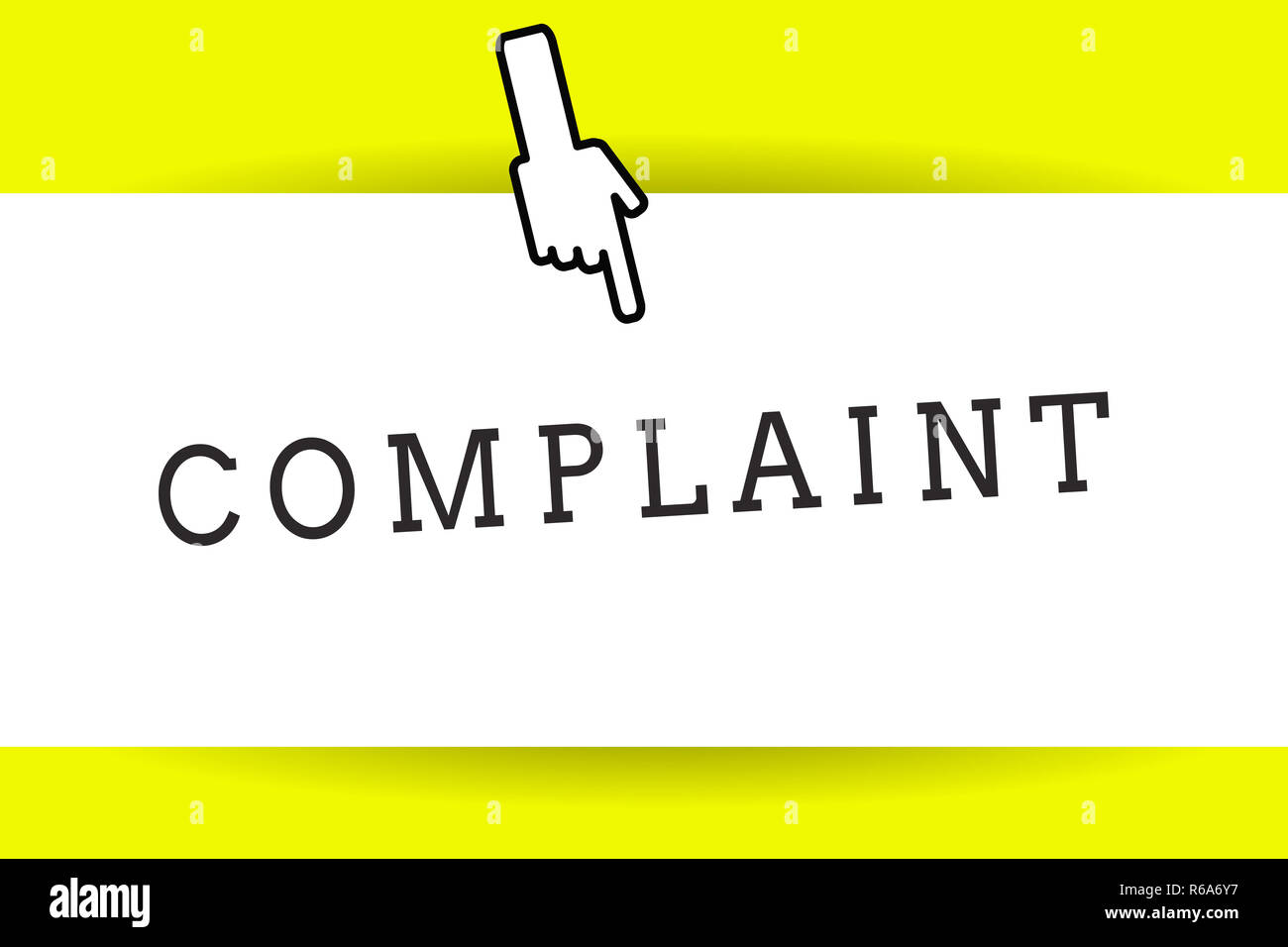 Conceptual hand writing showing Complaint. Business photo showcasing statement that something is unsatisfactory or unacceptable Back of right Hand Ind Stock Photo