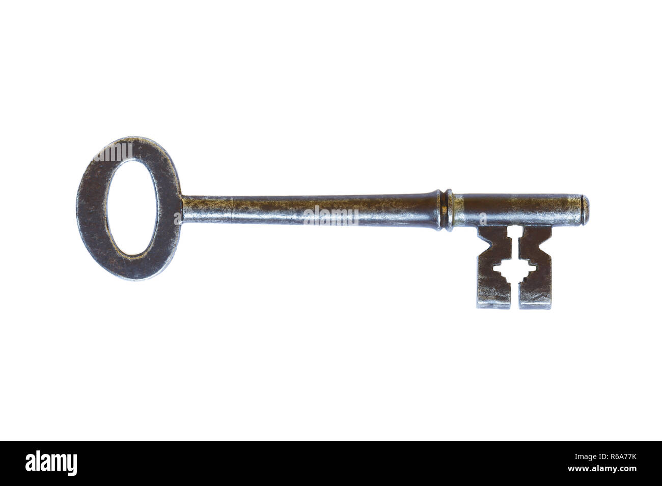 Old vintage key isolated on a white background with clipping path Stock Photo