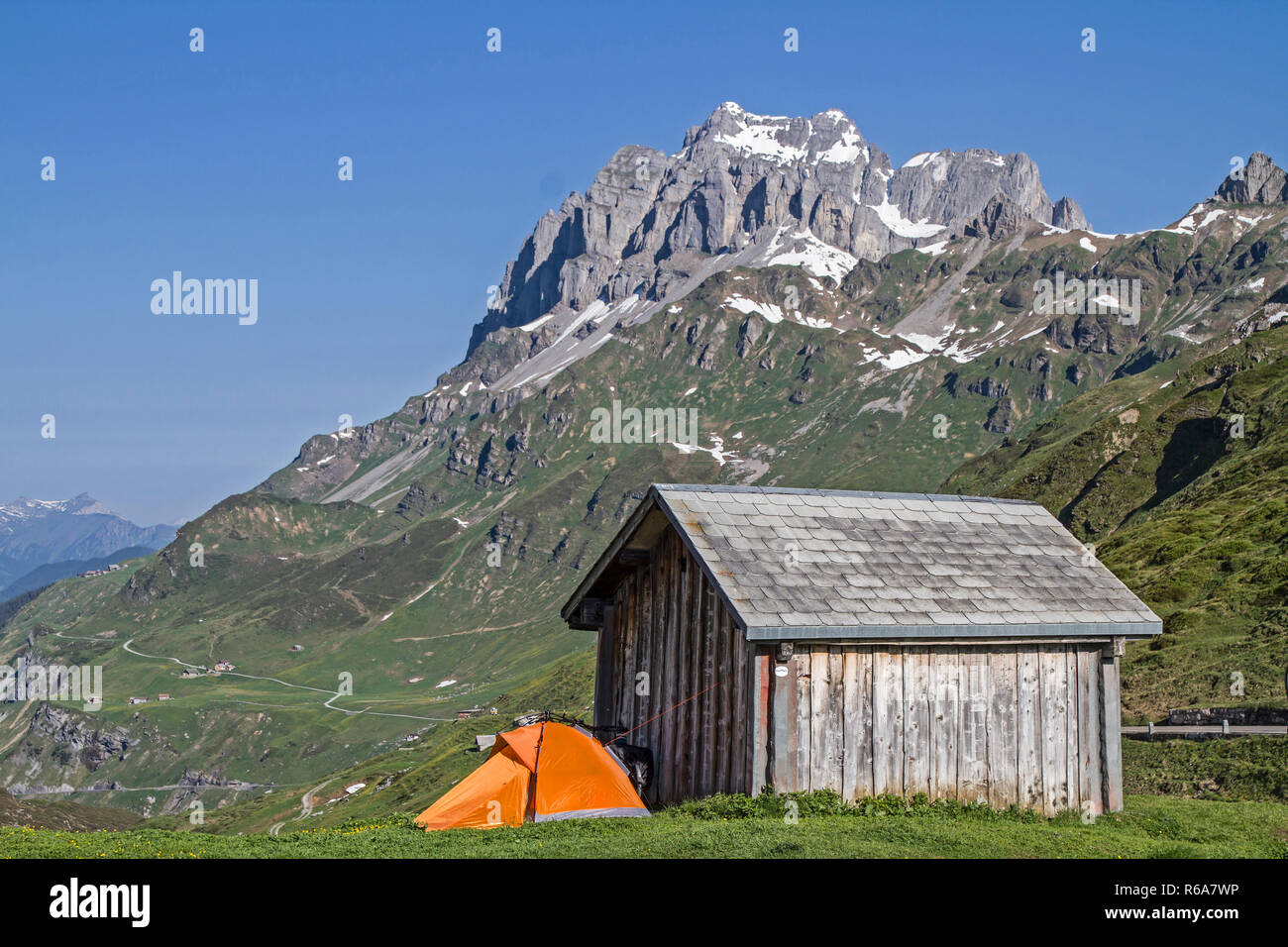 Crossing Of Central Switzerland With Bivouac On The Klausen Pass Stock Photo
