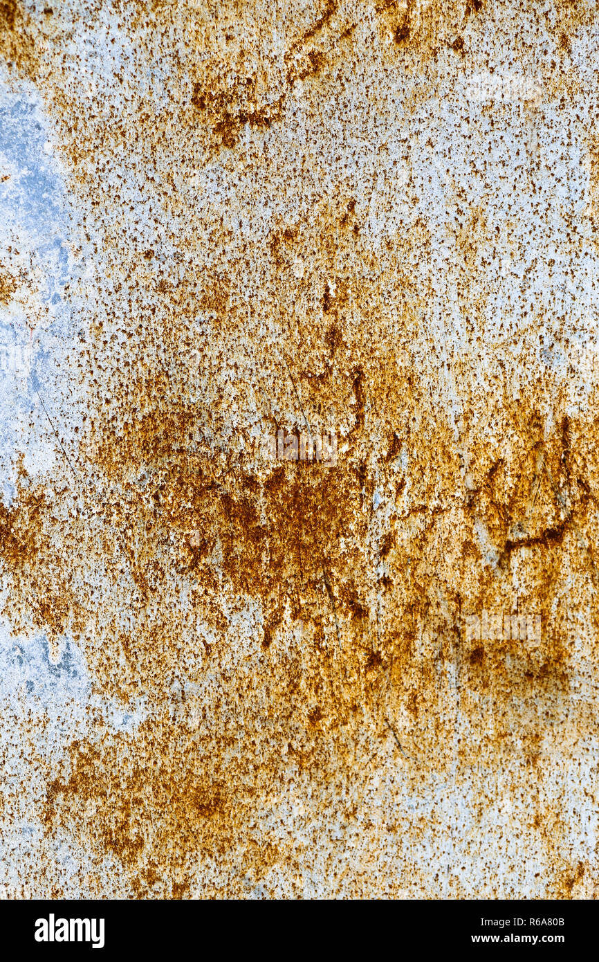 light gray metal sheet texture with corrosion. Stock Photo