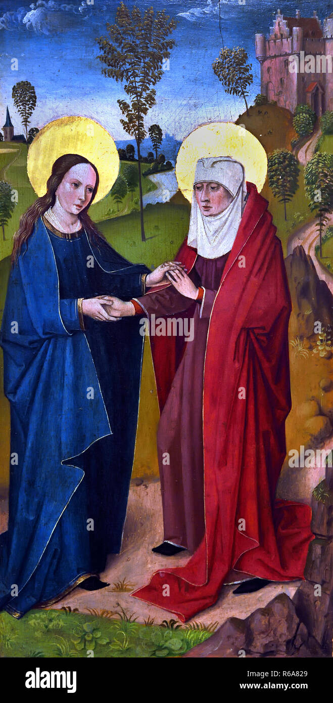 Visitation of the Virgin and Saint Elizabeth by Unknown painter of southern Germany or Flemis 15-16th century, Italy, Italian. Stock Photo