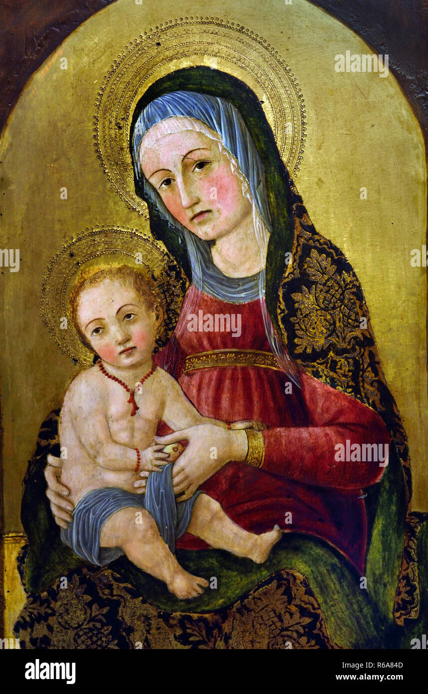 Madonna and Child  (part of polyptych) Pelosio Francesco 1455 - 1487 15th century, Italy, Italian. Stock Photo