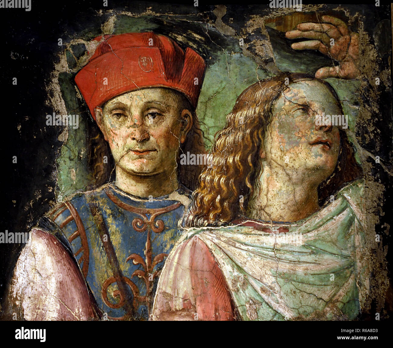Two male faces by Raibolini Francesco ( said France ) 1447 -1517 15-16th century, Italy, Italian. Fresco Stock Photo