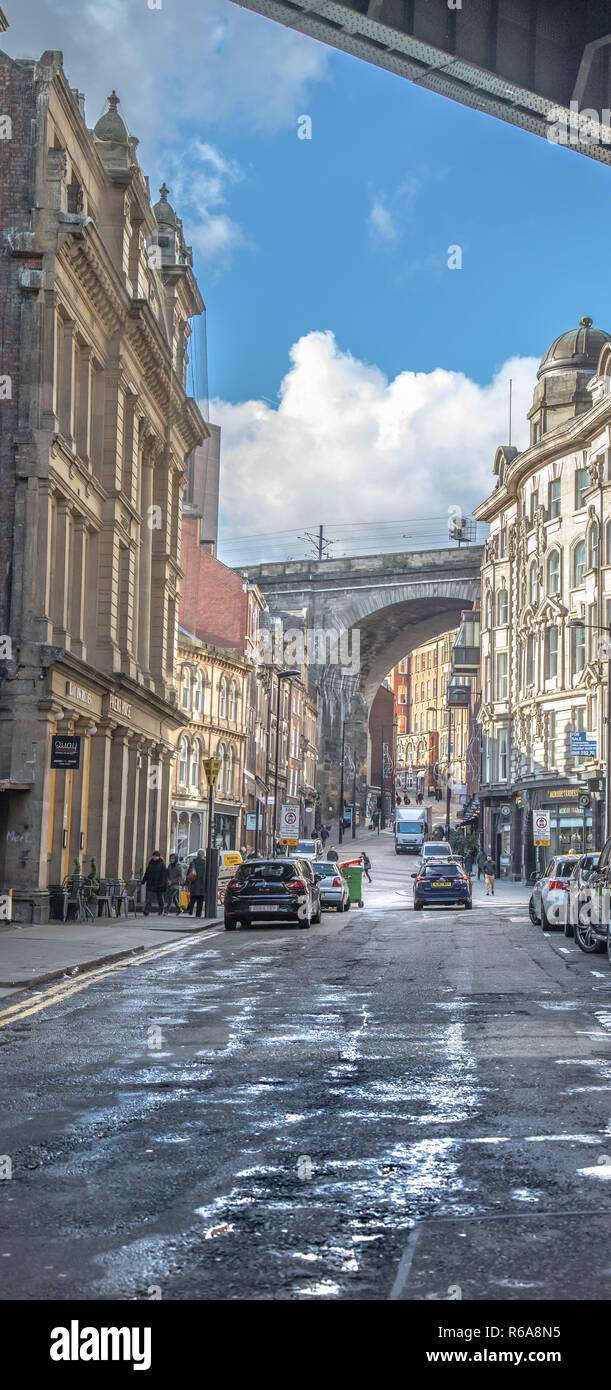 Street view of Side in Newcastle upon Tyne under the