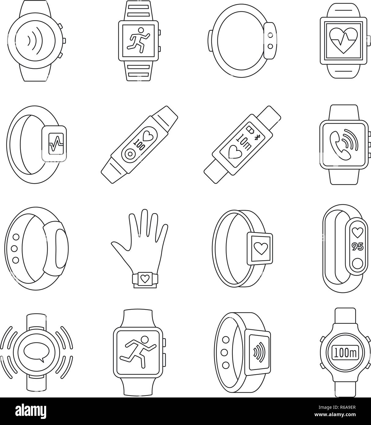Sport fitness tracker icon set. Outline set of sport fitness tracker