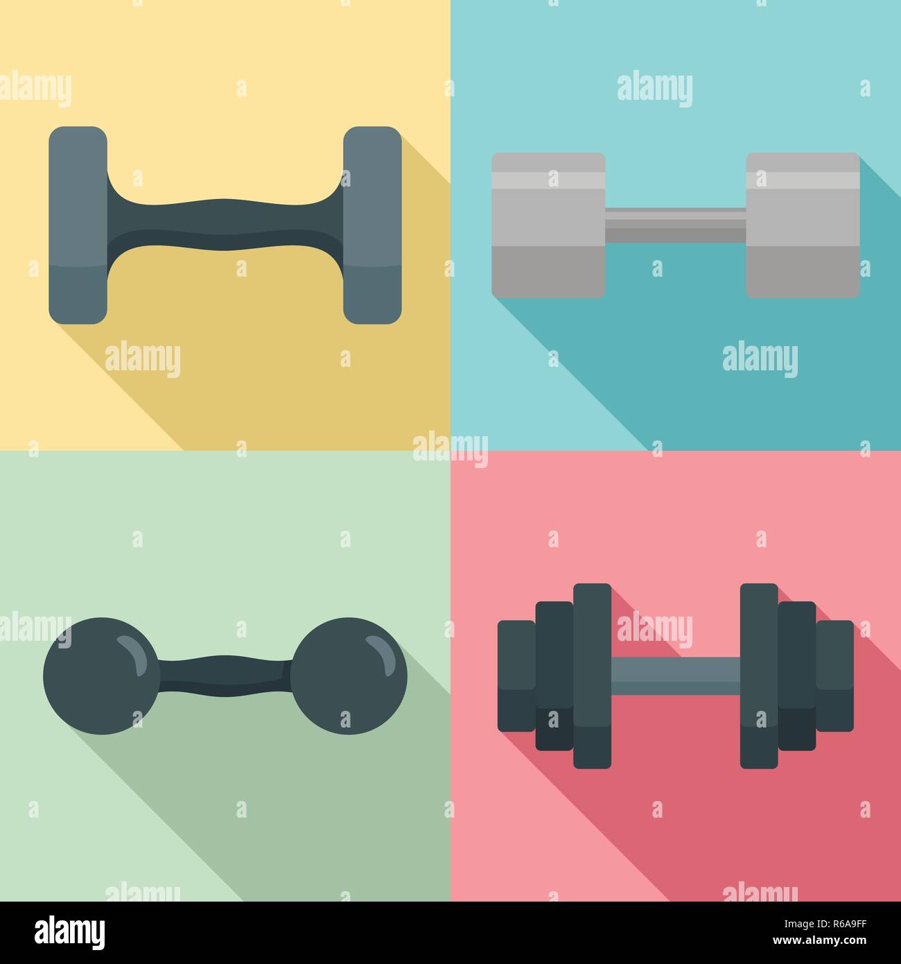 Dumbell icon set. Flat set of dumbell vector icons for web design Stock ...