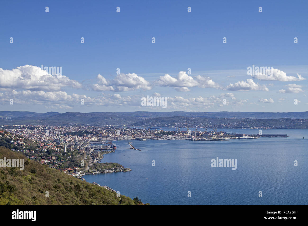 View From Monte Grisa, Frequently Visited Viewpoint High Above Trieste Stock Photo