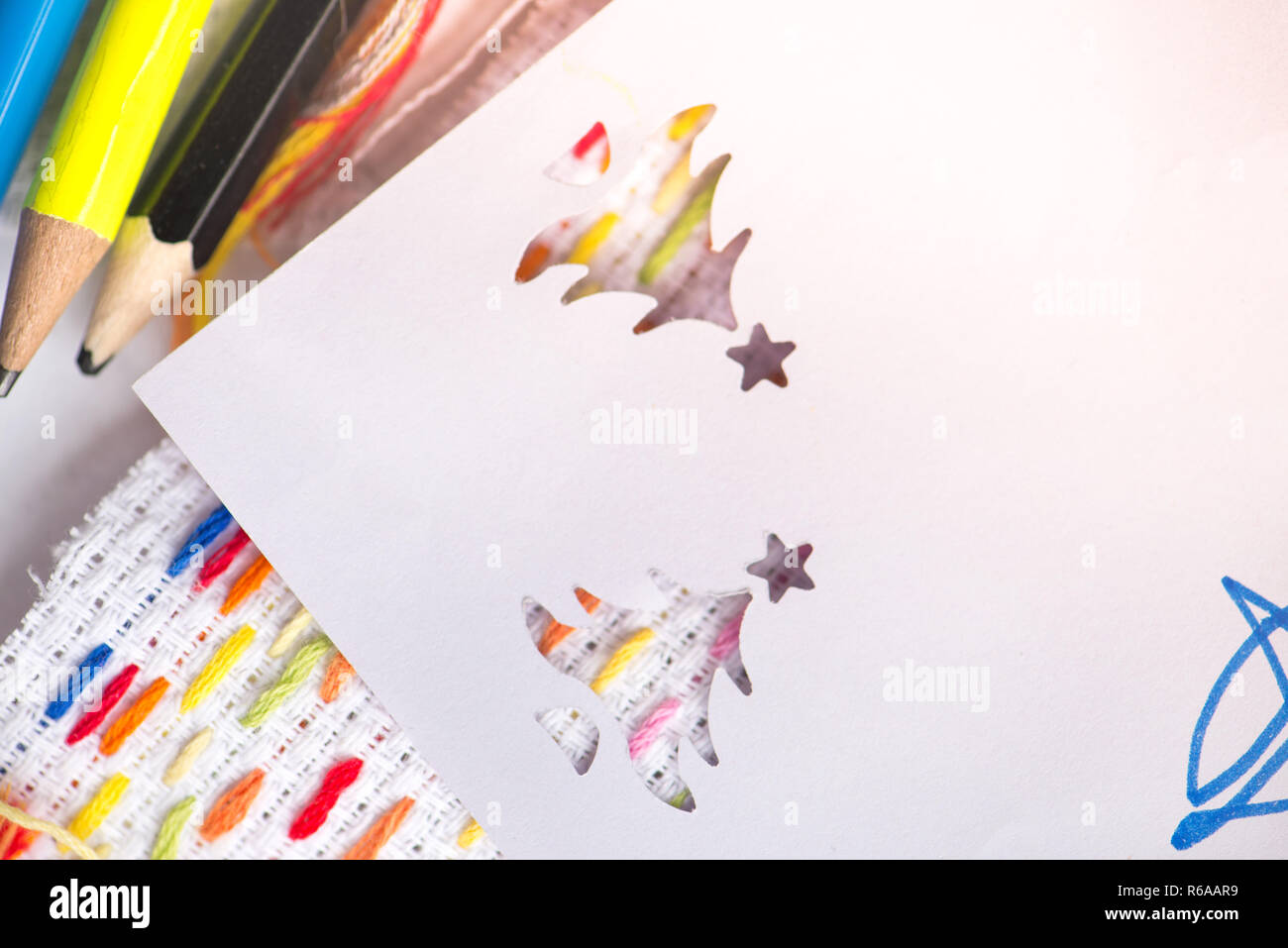 Creative workshop for kids. Sharp coloured drawing pencils