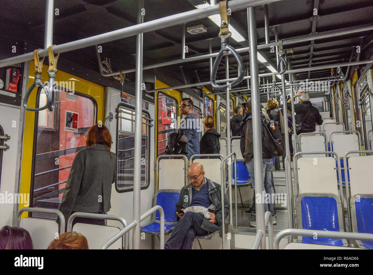 Funicular railway Funicolare Tu Montesanto, Naples, Italy, Standseilbahn Funicolare di Montesanto, Neapel, Italien Stock Photo