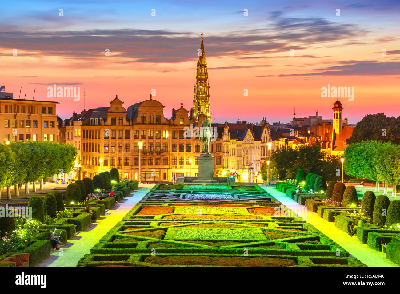 Brussels at sunset, Brussels, Belgium Stock Photo