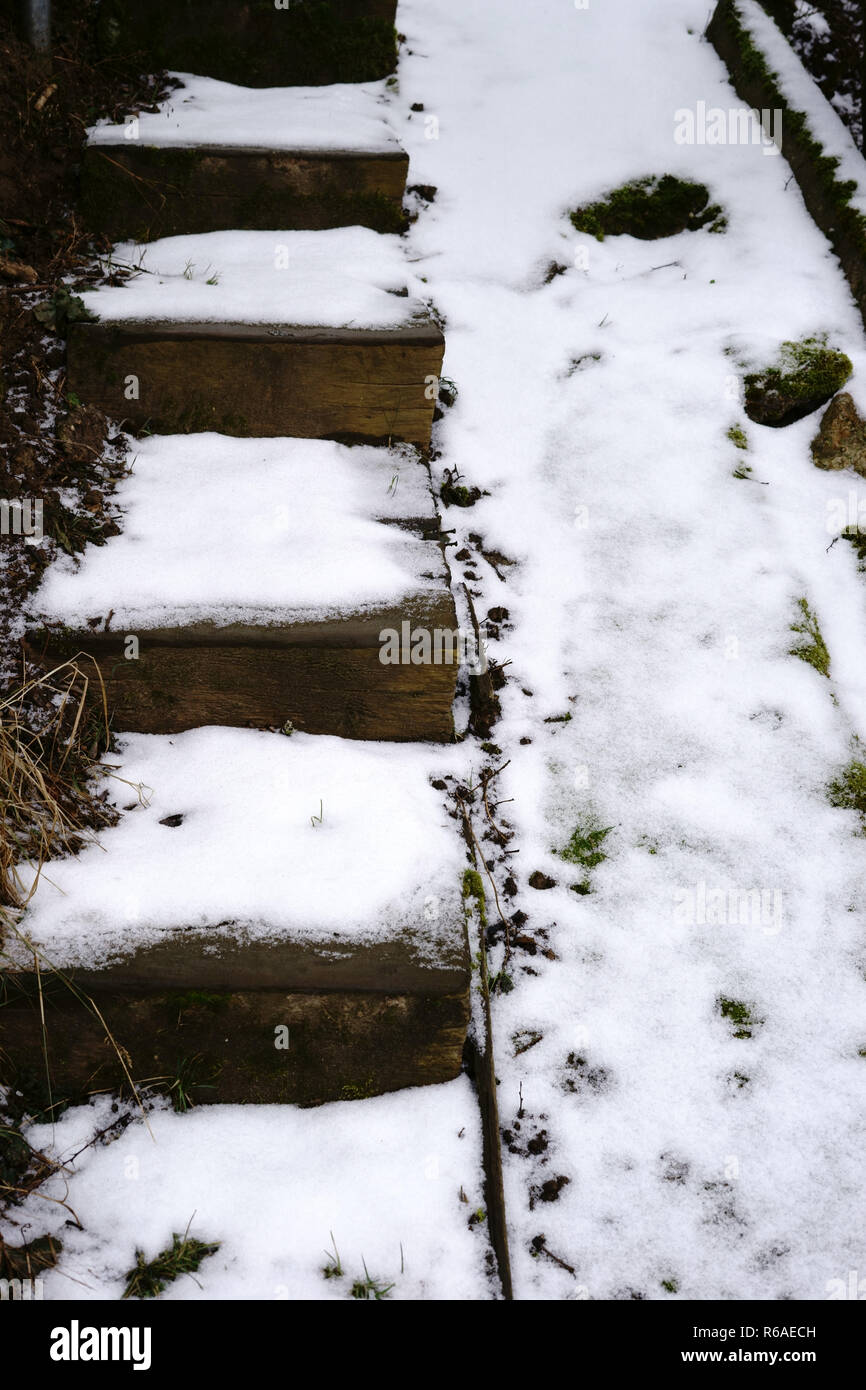Snow-Covered Stairs Stock Photo
