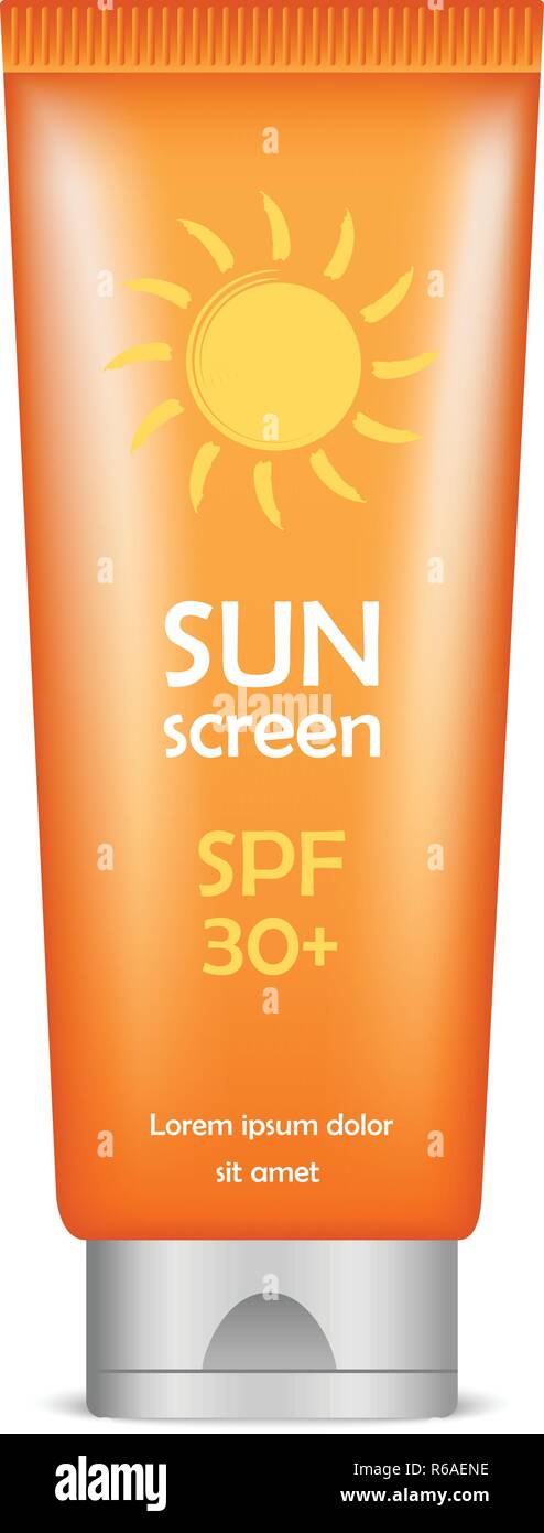 Sun screen tube icon. Realistic illustration of sun screen tube vector ...