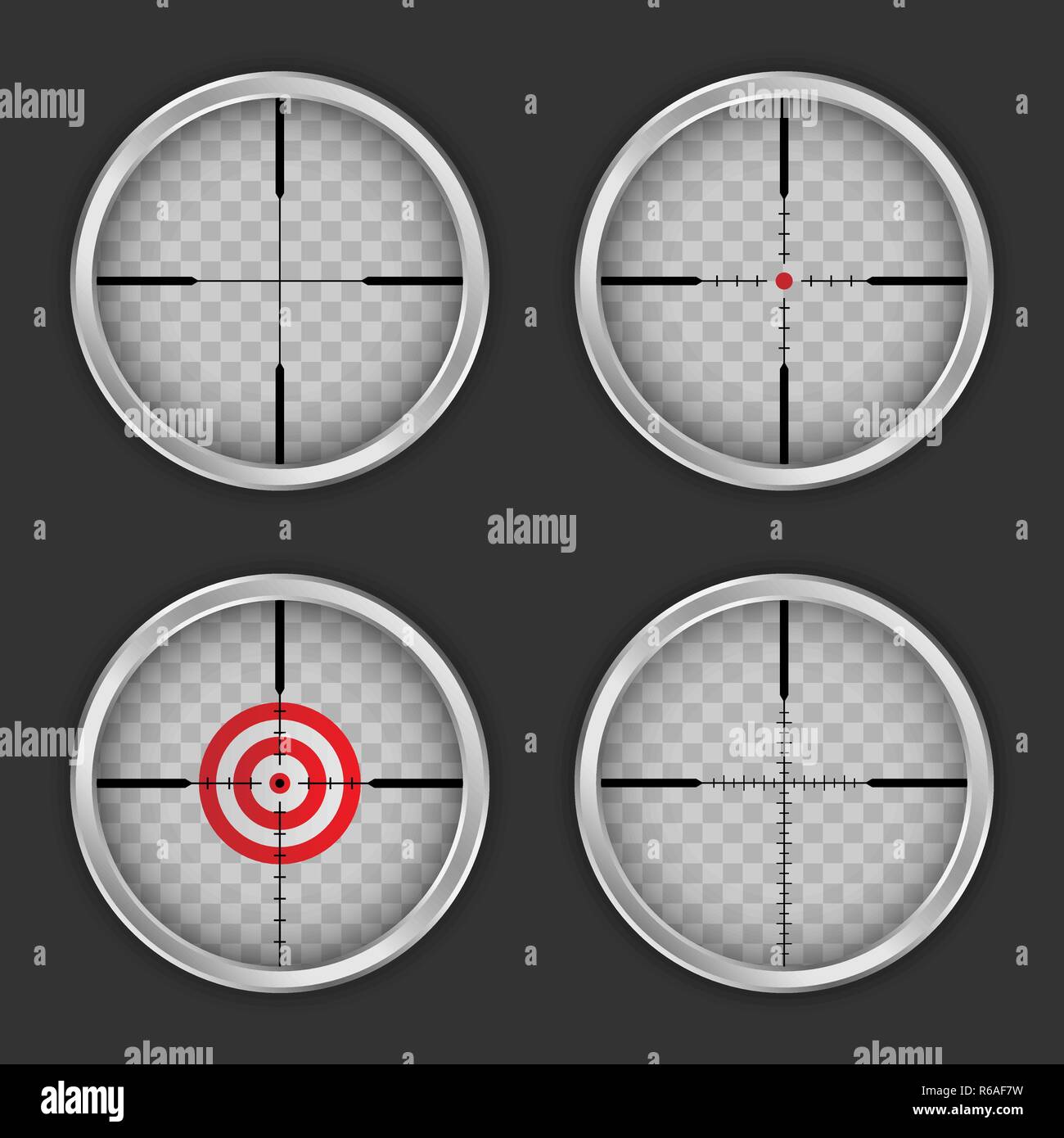 Crosshair icon set. Realistic set of crosshair vector icons for web design Stock Vector