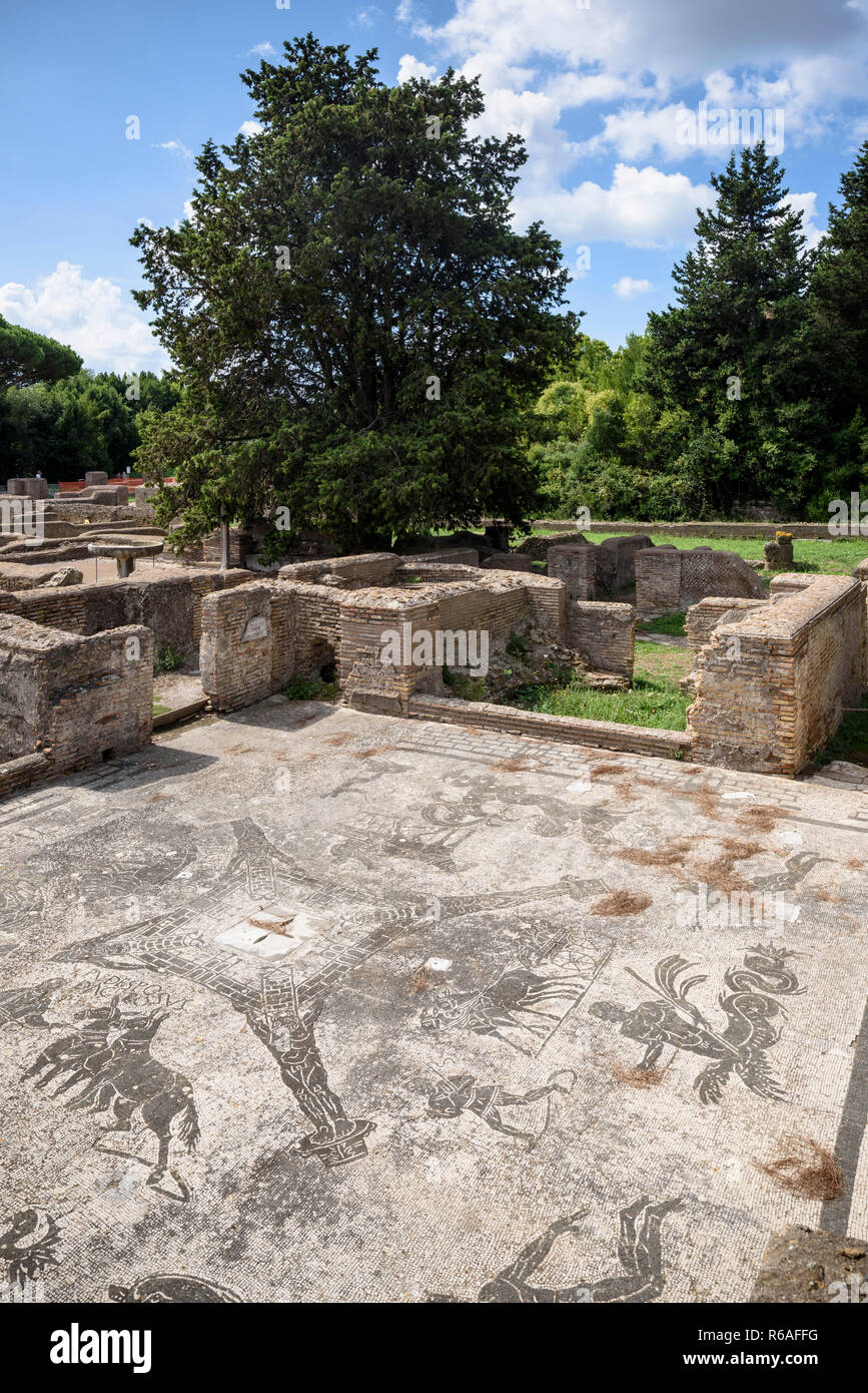 Rome. Italy. Ostia Antica. Terme dei Cisiarii (Baths of the Coachmen), frigidarium C, built during the reign of Hadrian (117-138 AD) and modified in t Stock Photo
