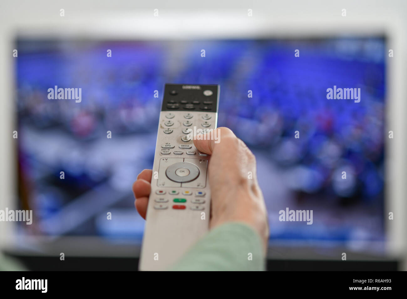 Remote control, television, Fernbedienung, Fernsehen Stock Photo