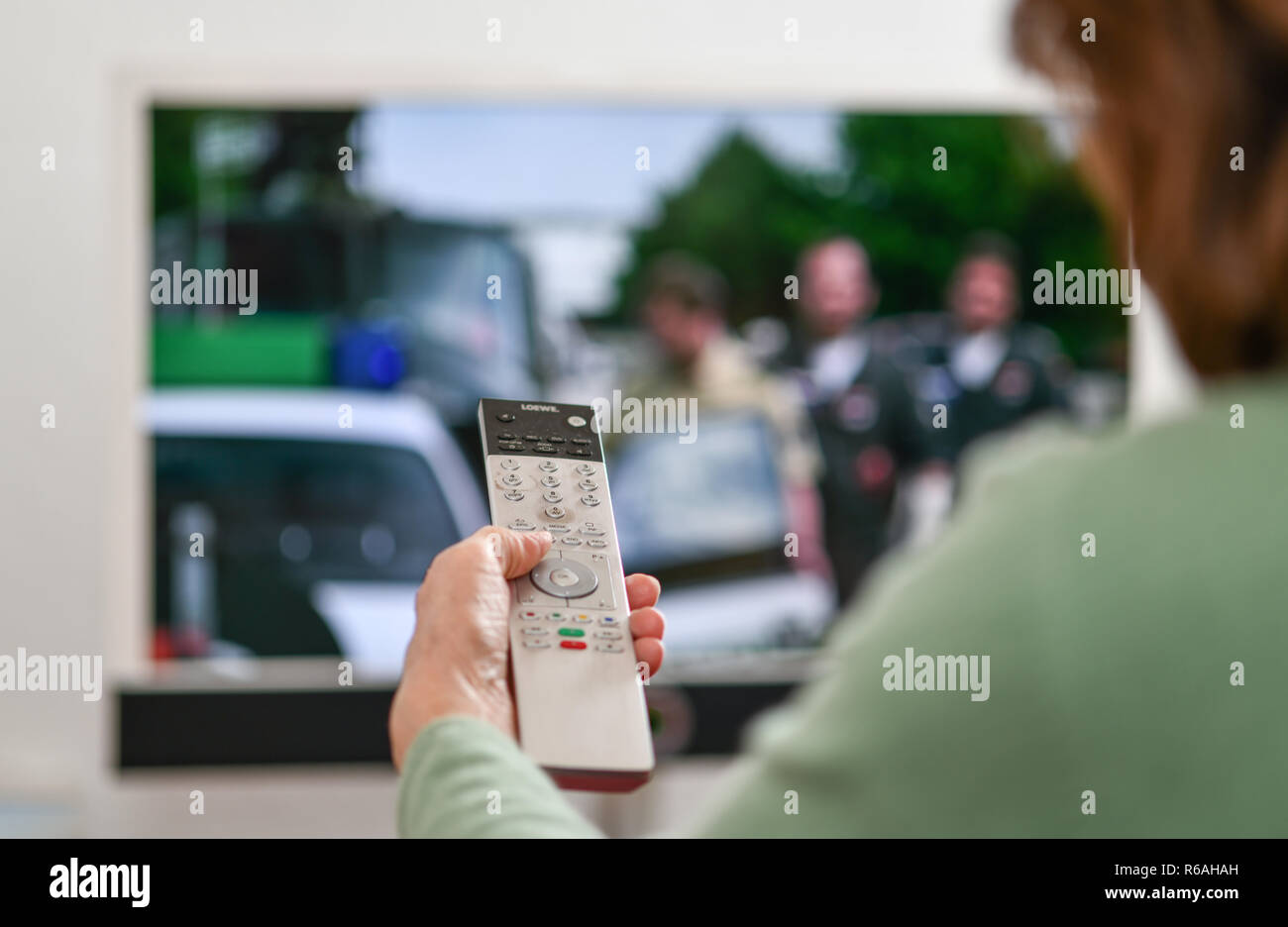 Remote control, television, Fernbedienung, Fernsehen Stock Photo