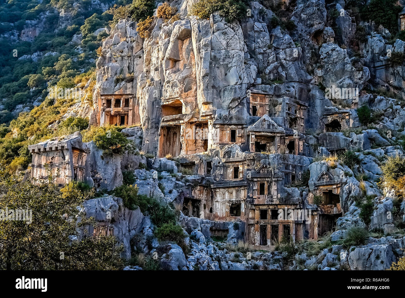 Lycian rock cut tombs in Myra in Turkey Stock Photo - Alamy