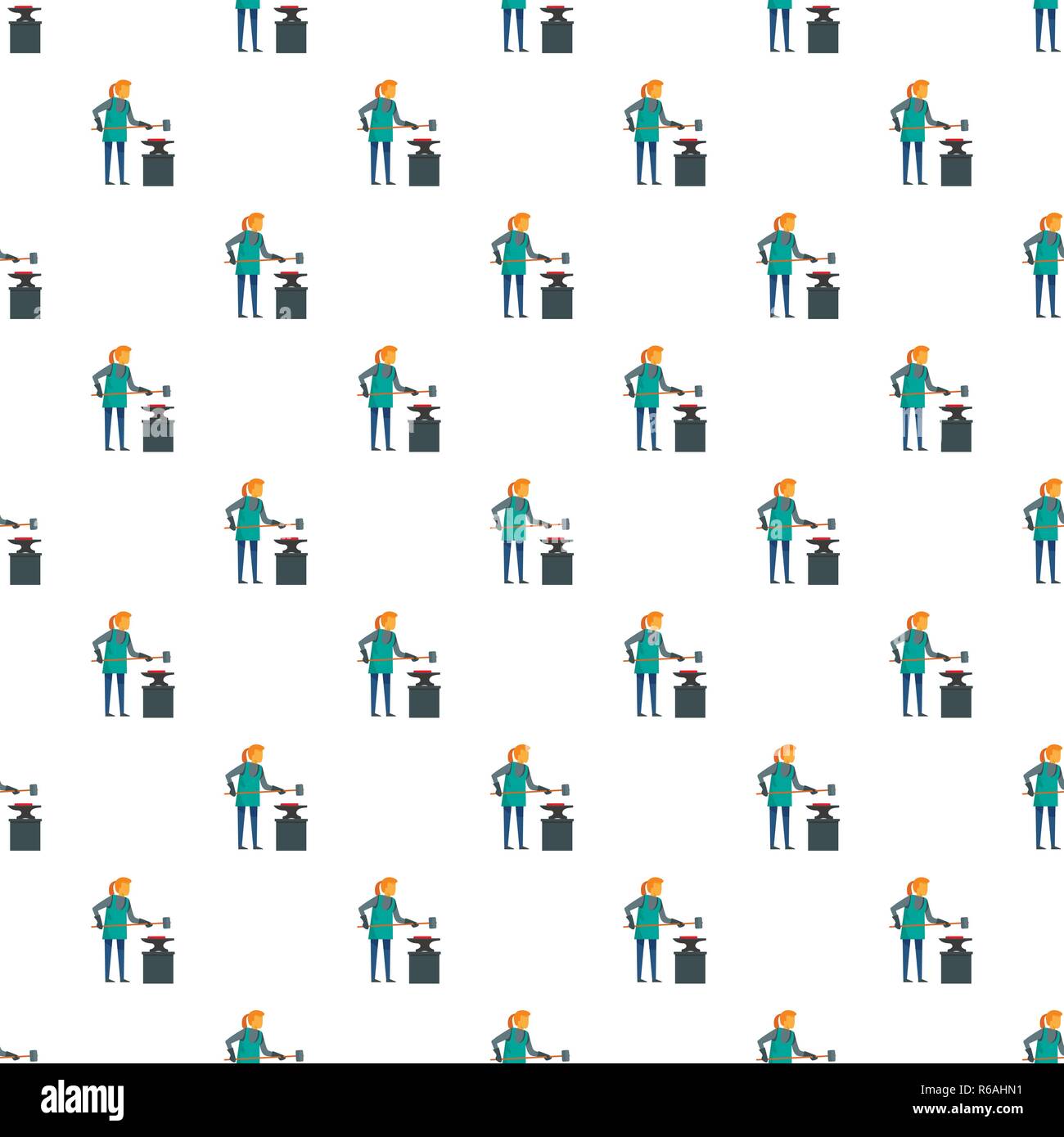Woman blacksmith pattern seamless vector repeat for any web design Stock Vector