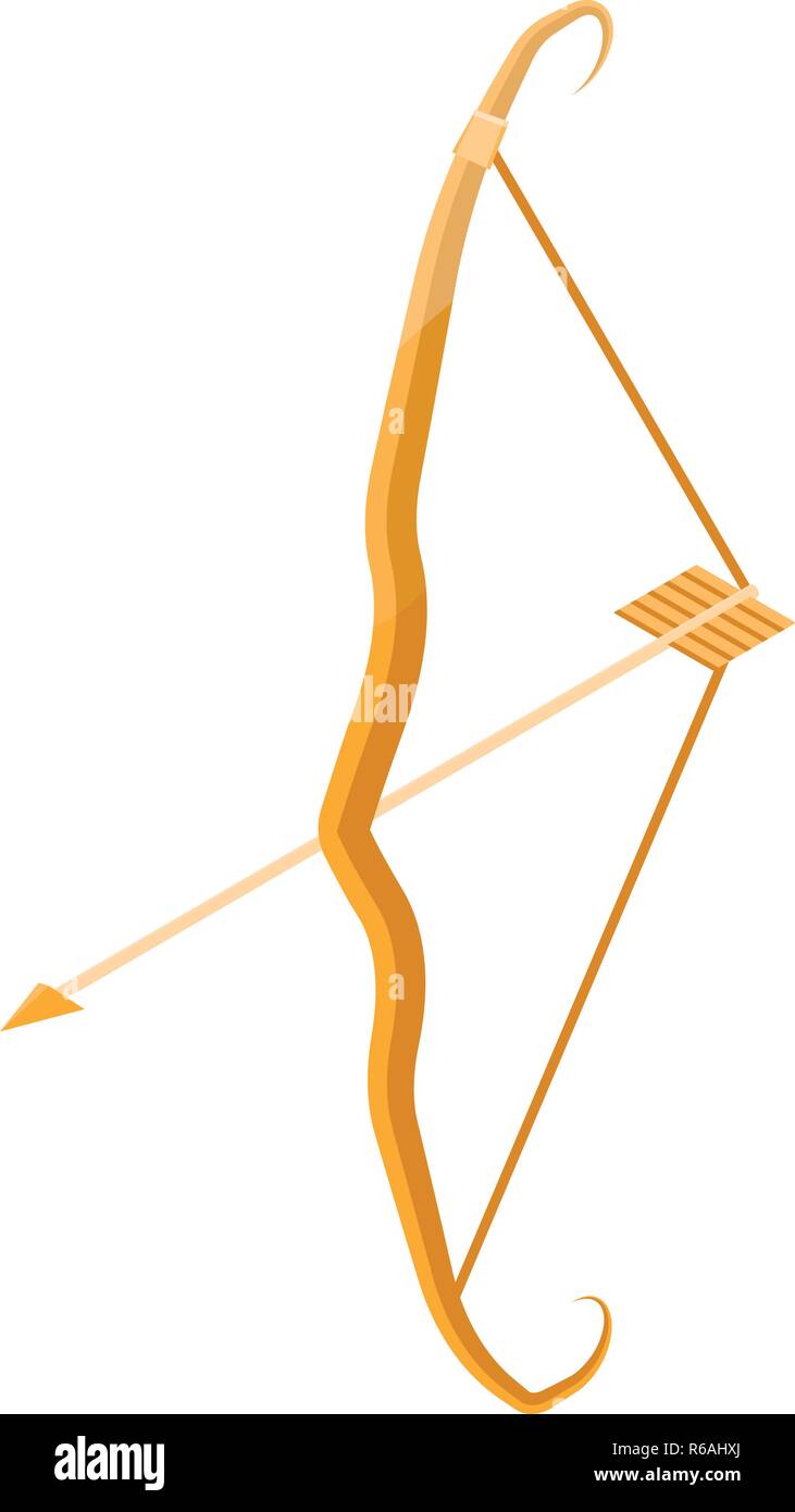 Gold bow weapon icon, isometric style Stock Vector