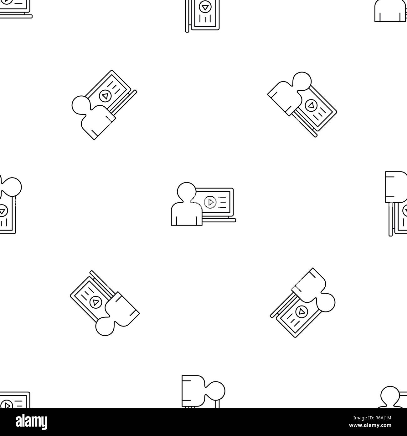 Man watch web video pattern seamless vector repeat geometric for any web design Stock Vector