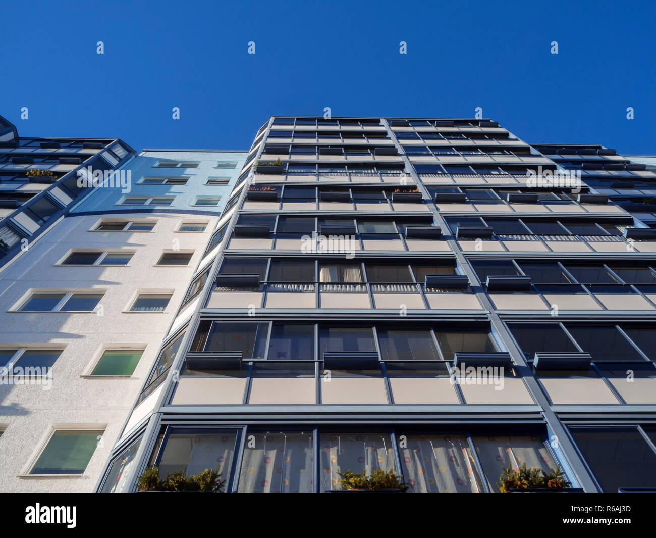 facade with glazed balconies Stock Photo