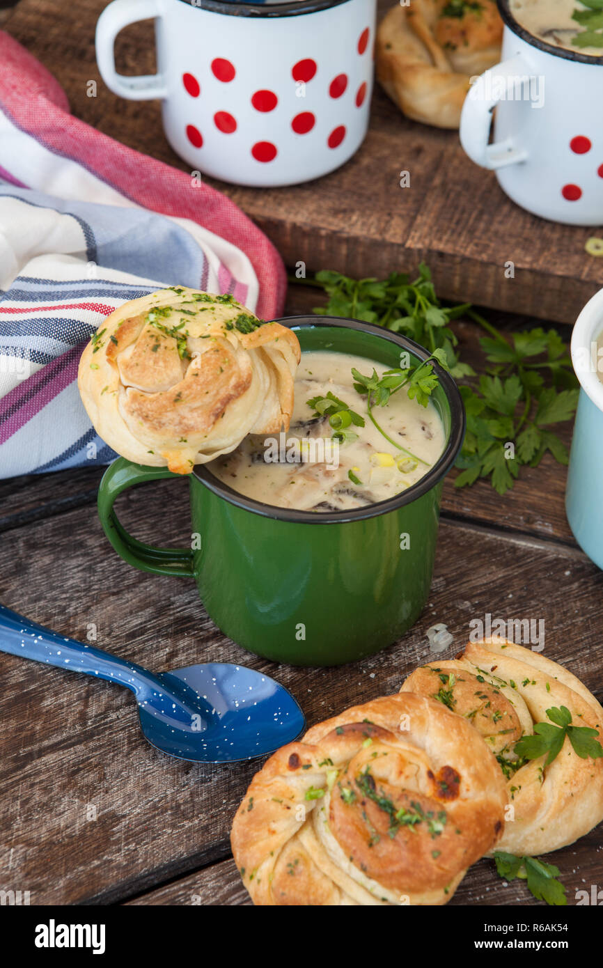 Creamy Mushroom Soup Stock Photo - Alamy