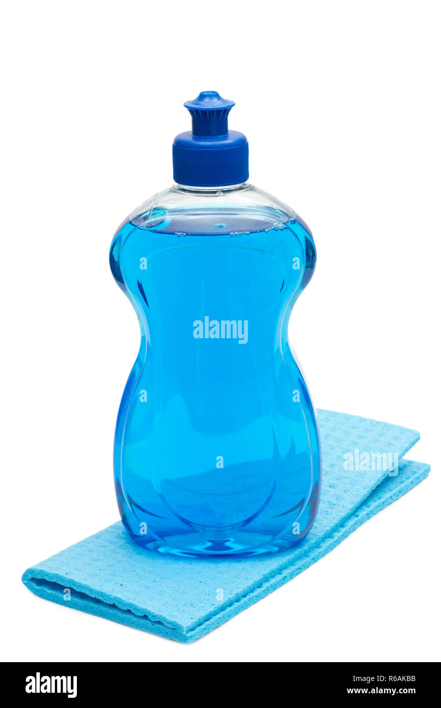 Dishwashing Liquid With Cloth Stock Photo Alamy