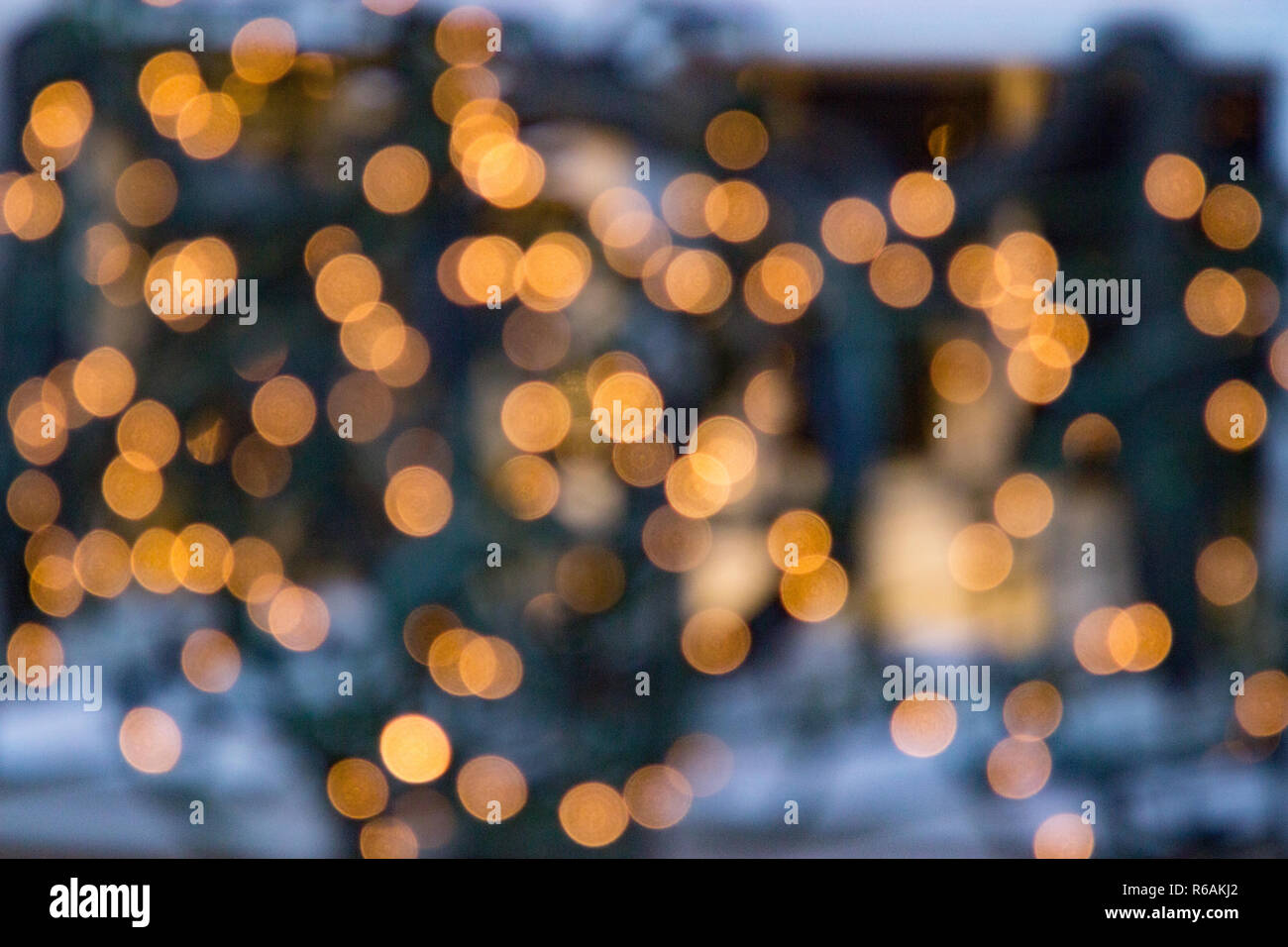 Festive Bokeh Background With Blurred Fairy Lights Stock Photo - Alamy