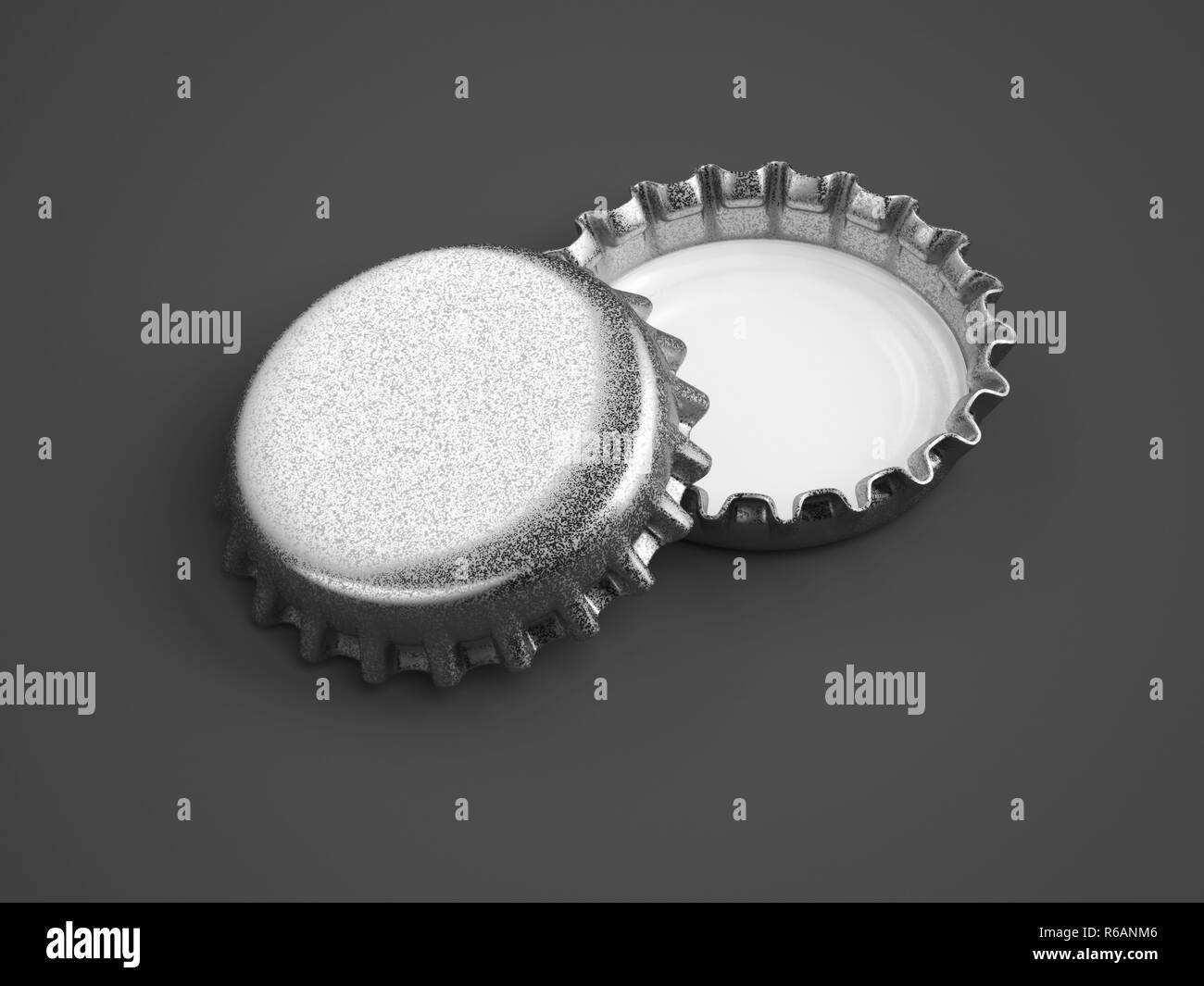 Two silver bottle caps. 3d rendering Stock Photo Alamy