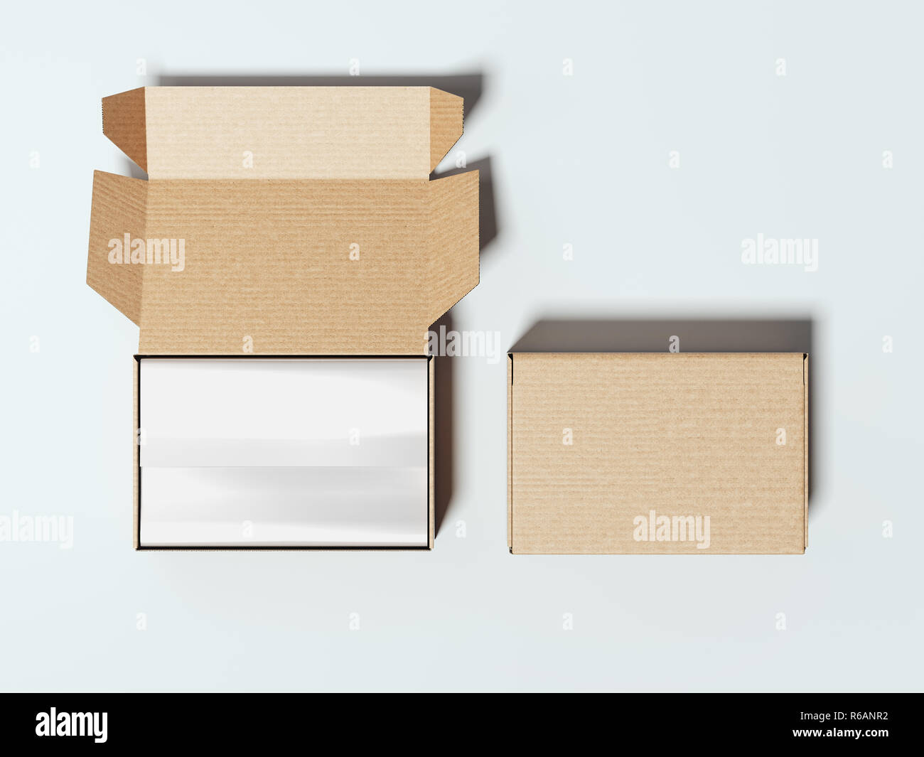 Opened and closed cardboard packages. 3d rendering Stock Photo - Alamy