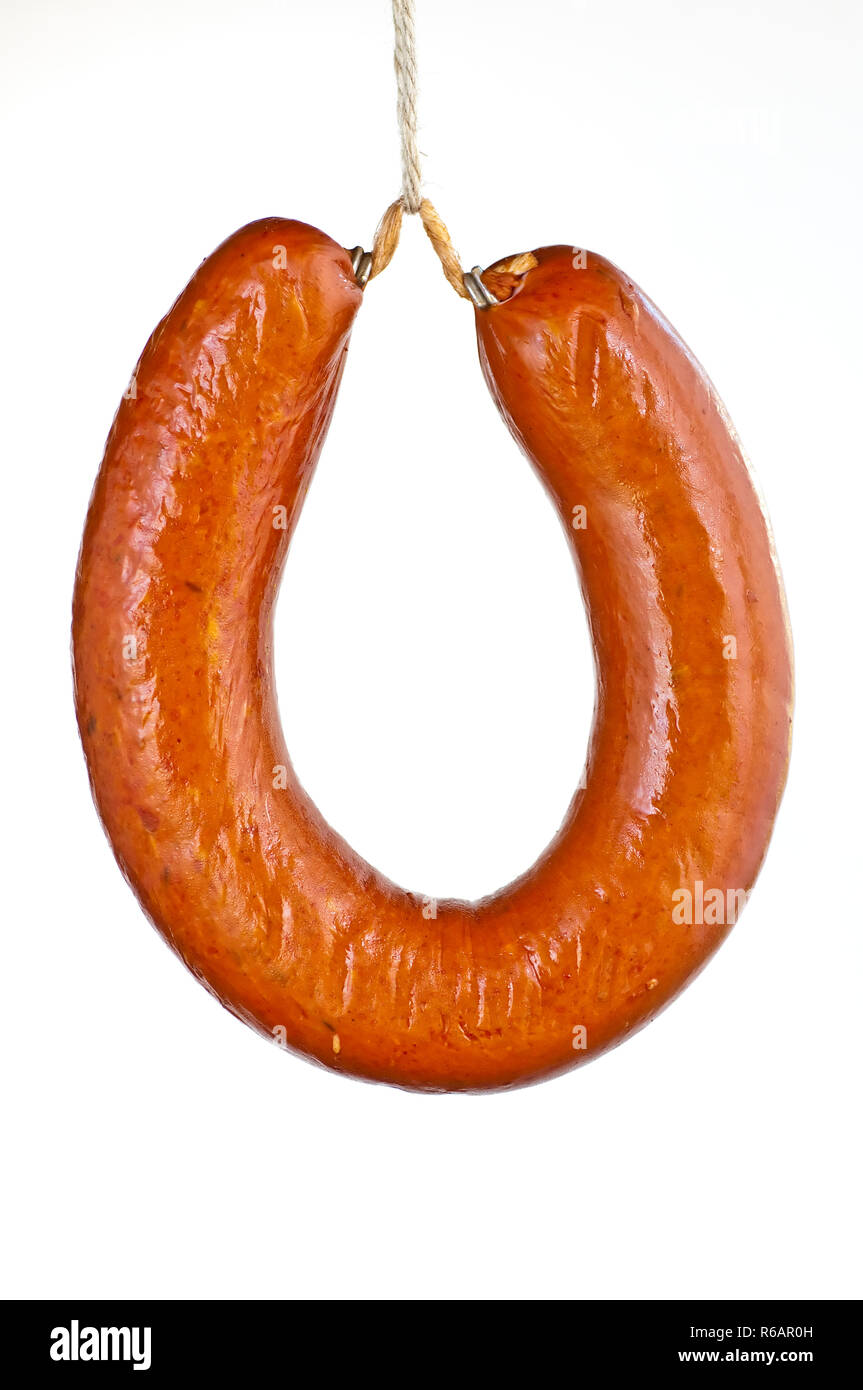 Smoked Spicy Polish Sausage Kielbasa Stock Photo Alamy