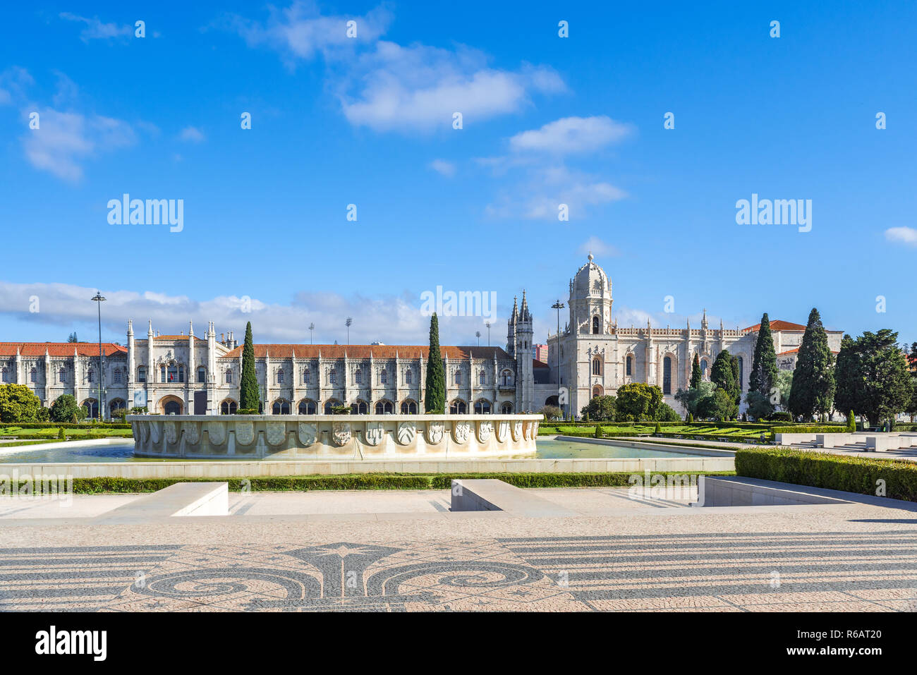 Hieronymites Monastery or Jeronimos is located in Belem in Lisbon, Portugal. travel destination Stock Photo