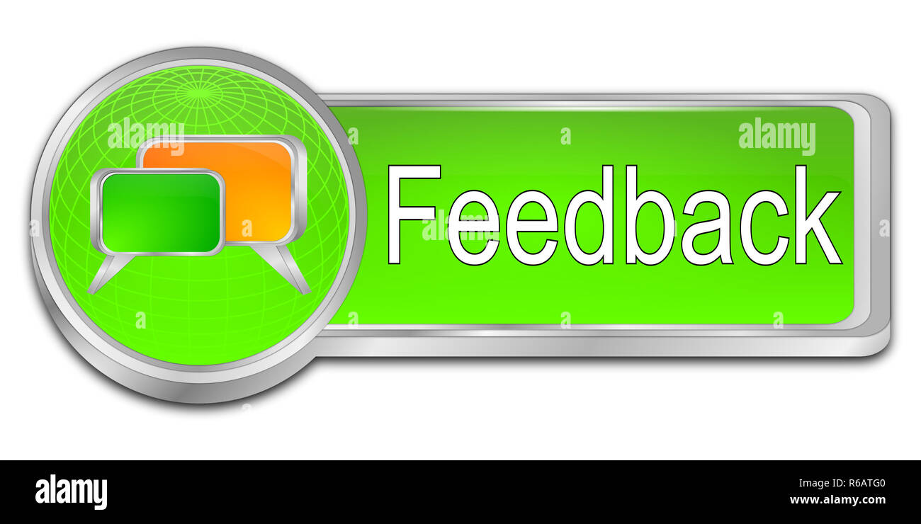 decorative green Feedback button - 3D illustration Stock Photo