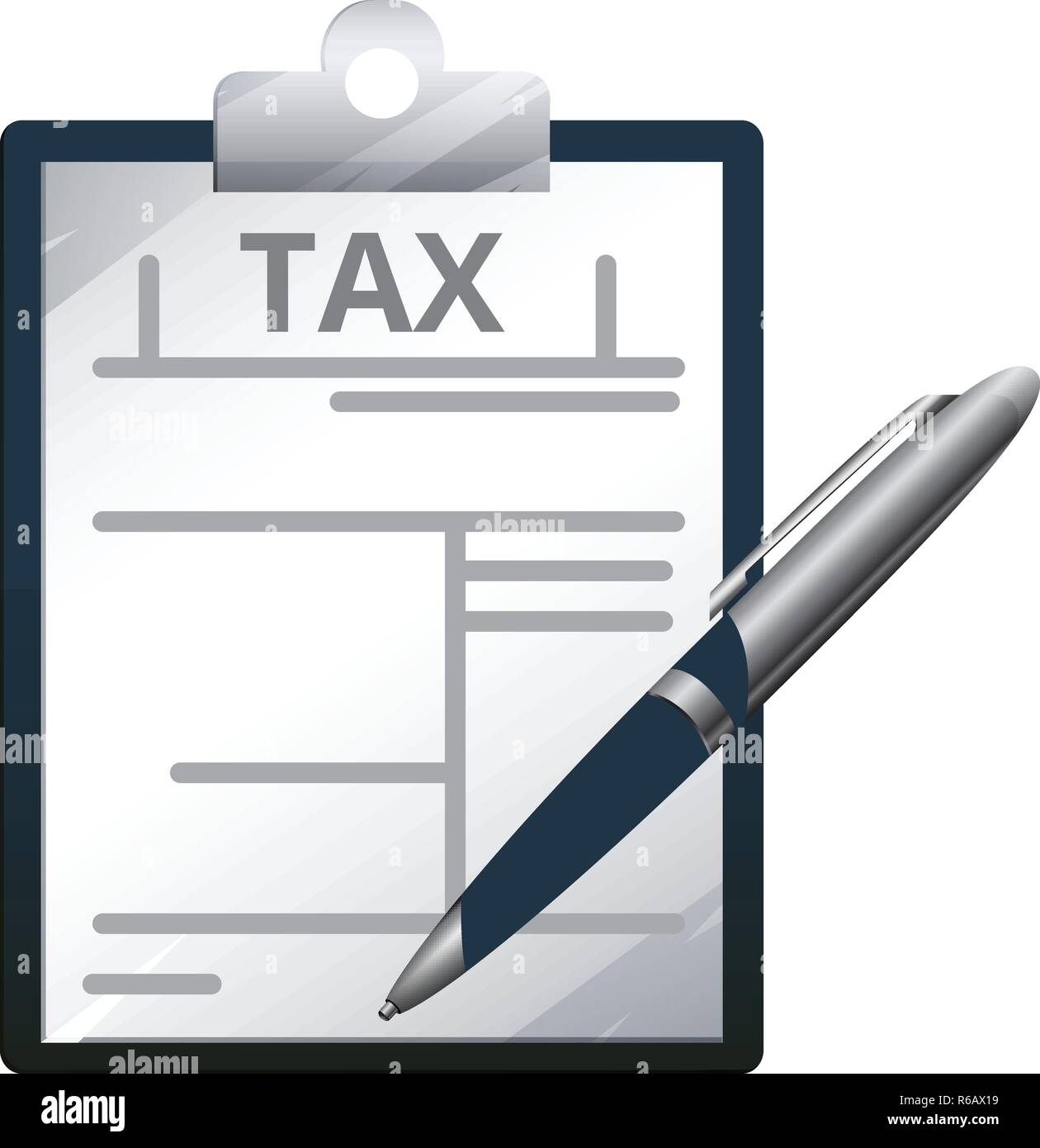 Tax Return Form on Clipboard with Pen Icon as EPS 10 File Stock