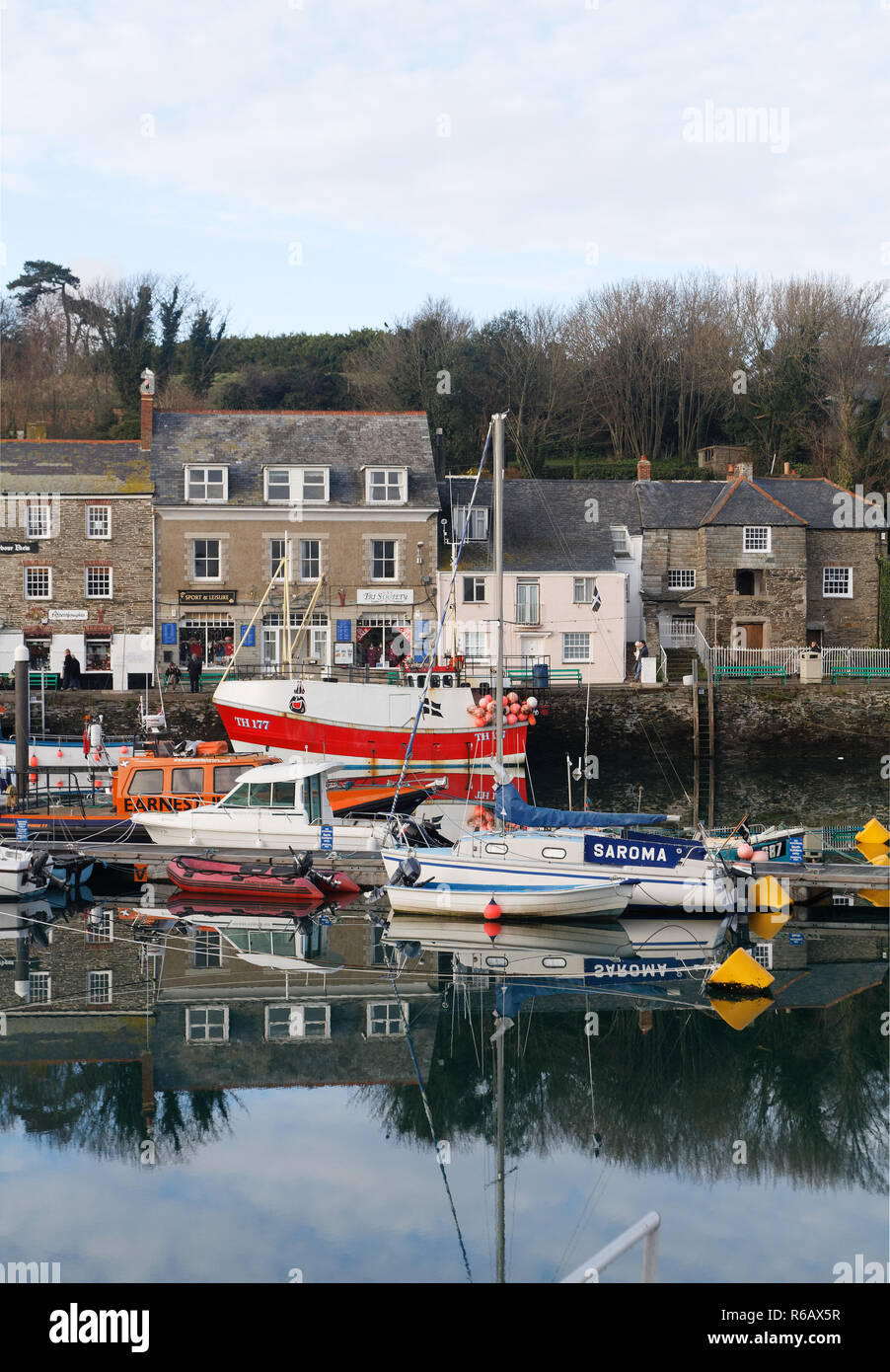 Historic abbey house at harbour side padstow hires stock photography