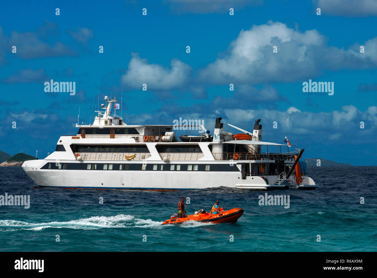 The passenger cruise ship, Pegasus from Variety Cruises in Seychelles Stock Photo