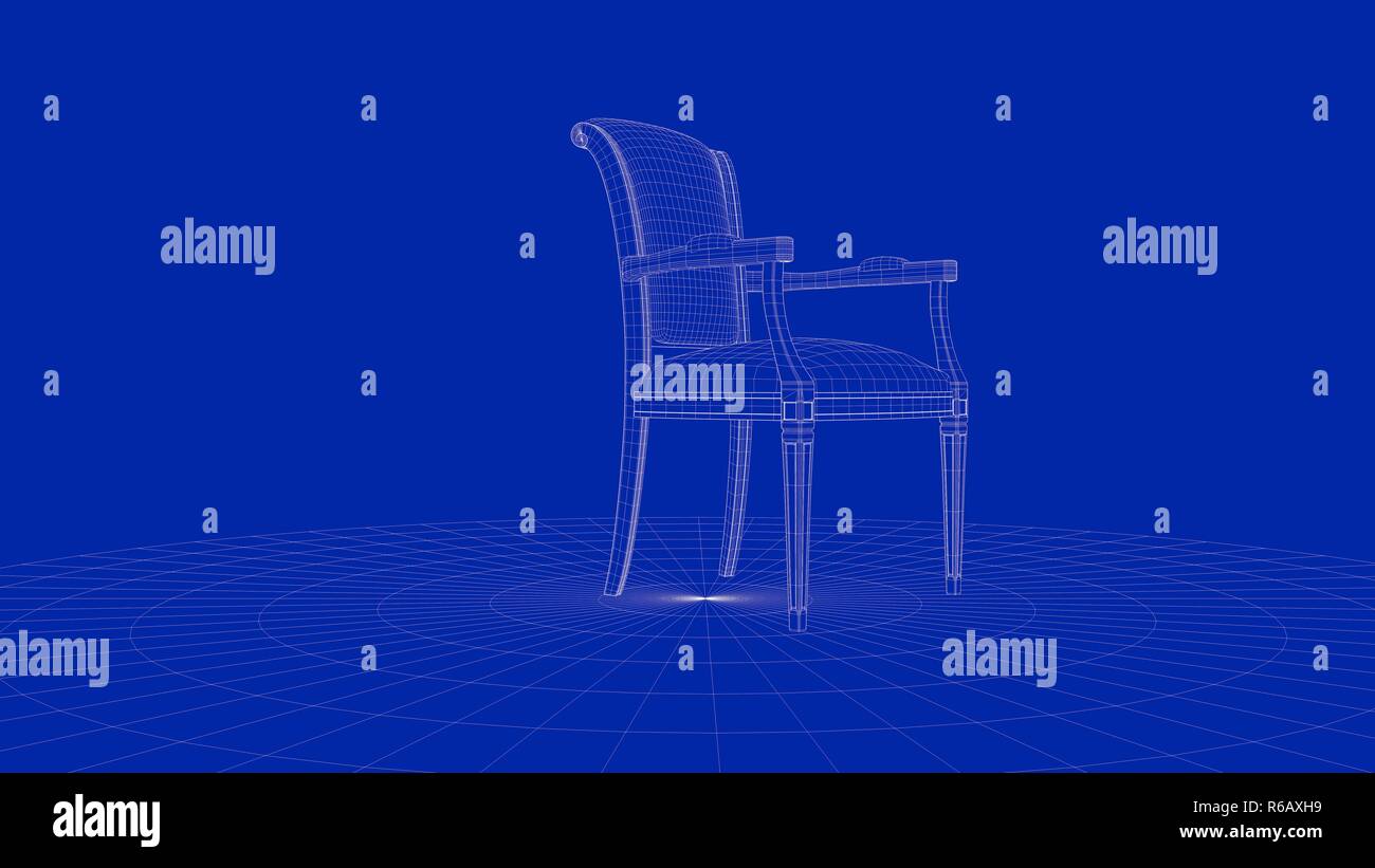 3d rendering of an outline chair object Stock Photo - Alamy