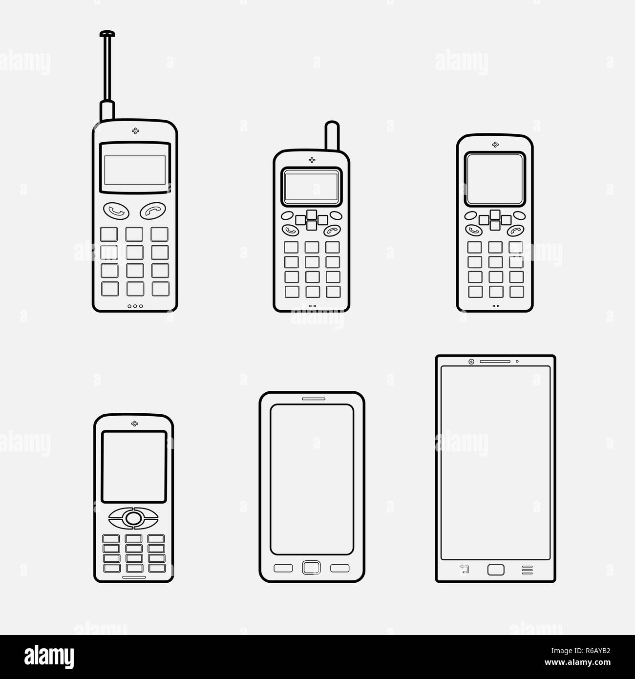 mobile phone to smartphone evolution Stock Vector