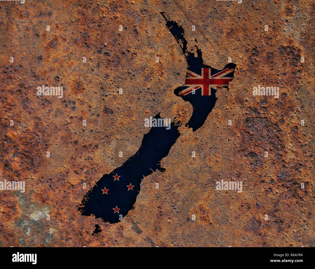 Map of new zealand on rusty metal hi-res stock photography and images ...