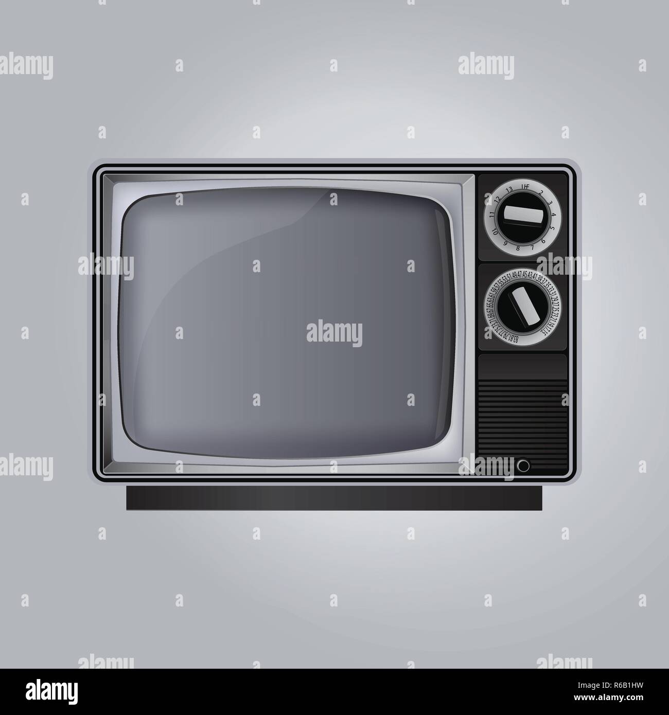 Old TV set isolated on gray background, vector illustration Stock Vector