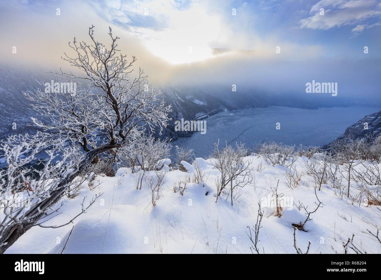 Danube Gorges in winter, Romania Stock Photo