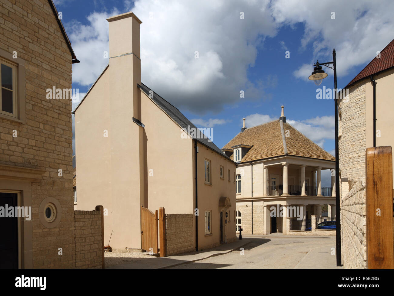 A New West Country Village built by Bloor Homes in traditional style and colour. Render by Weber, a St. Gobain Company Stock Photo