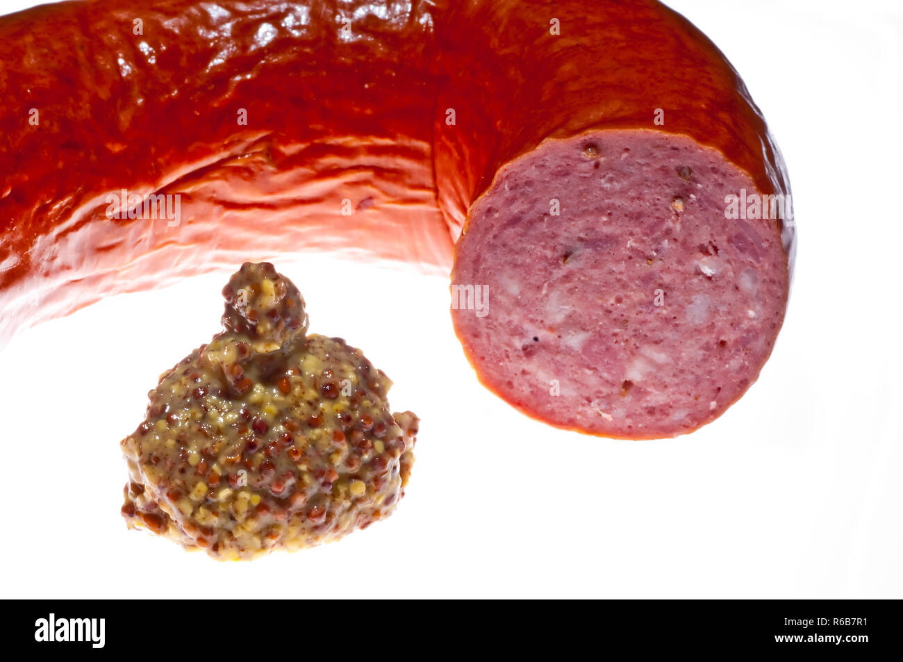 Smoked Spicy Polish Sausage Kielbasa Stock Photo