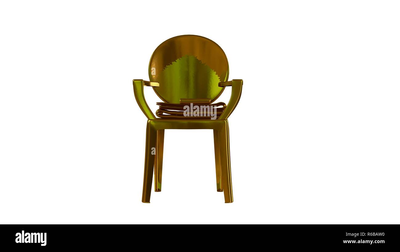 3d rendering of a golden chair isolated on white Stock Photo - Alamy