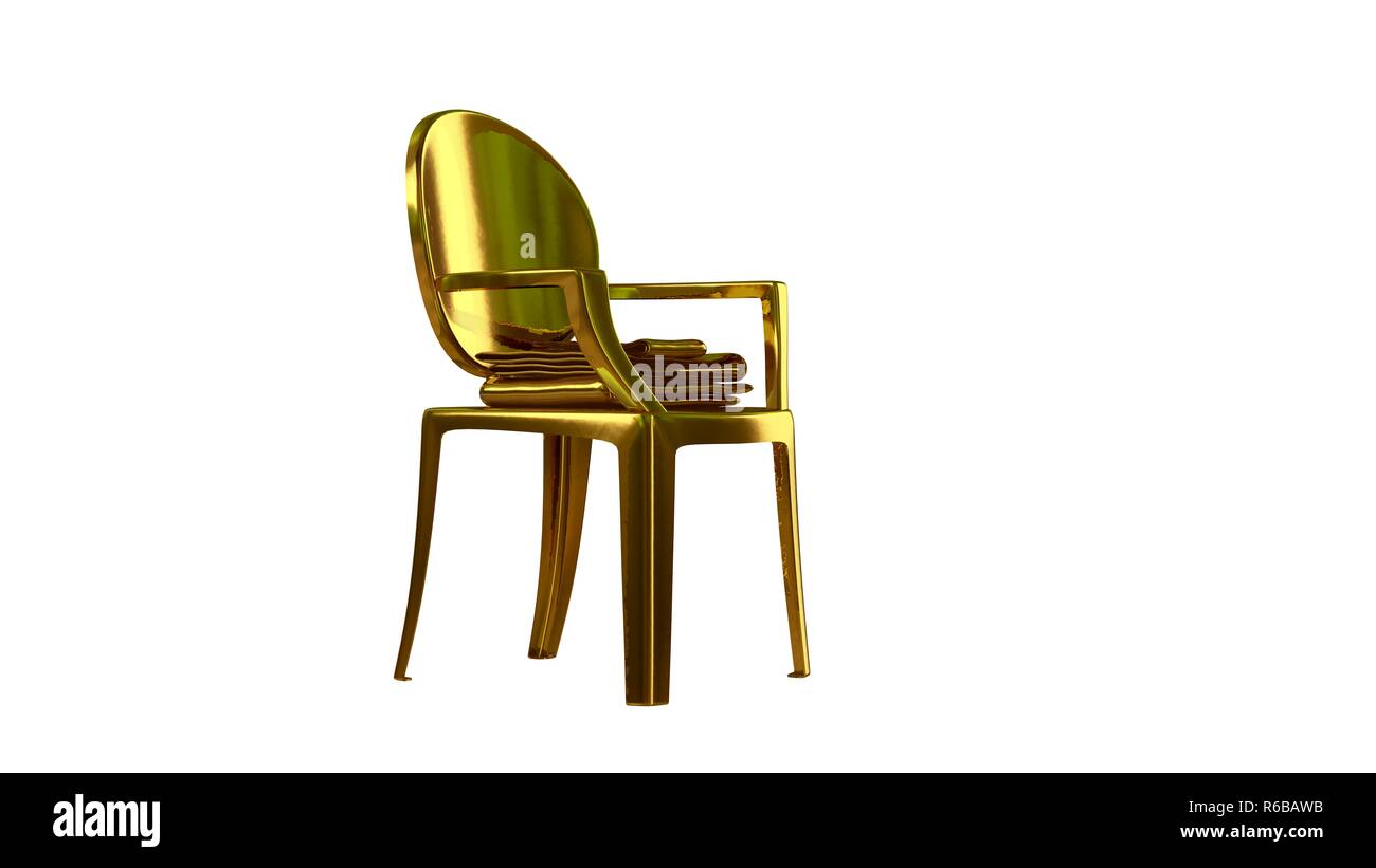 3d rendering of a golden chair isolated on white Stock Photo Alamy