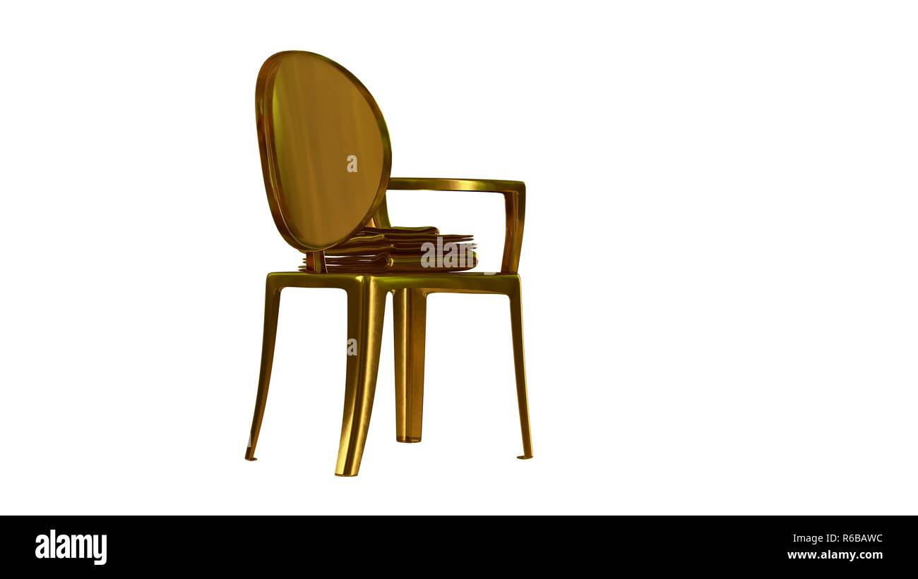 3d rendering of a golden chair isolated on white Stock Photo - Alamy