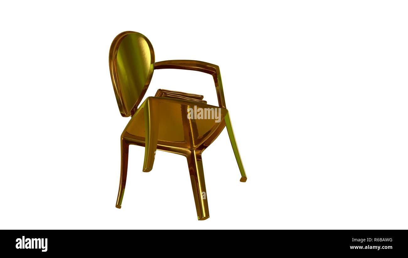 3d rendering of a golden chair isolated on white Stock Photo - Alamy