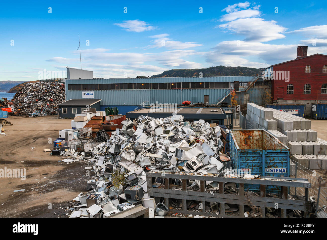 Hommelvik, Norway -  - October 18, 2016: Recycling plant in Hommelvik, coastal village, Norway Stock Photo