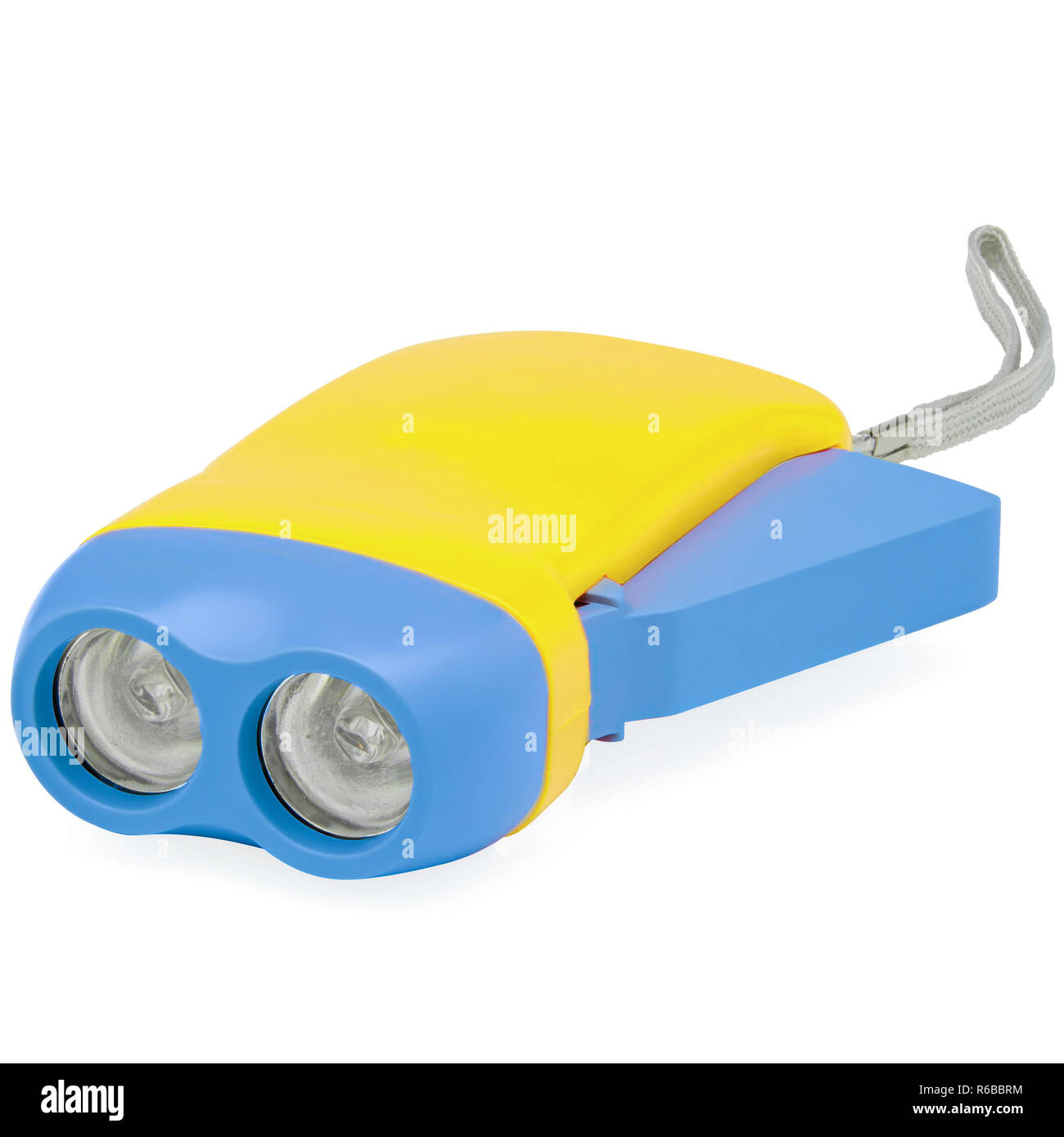 Isolated Yellow and Blue Kids Flash Light on White Background Stock Photo