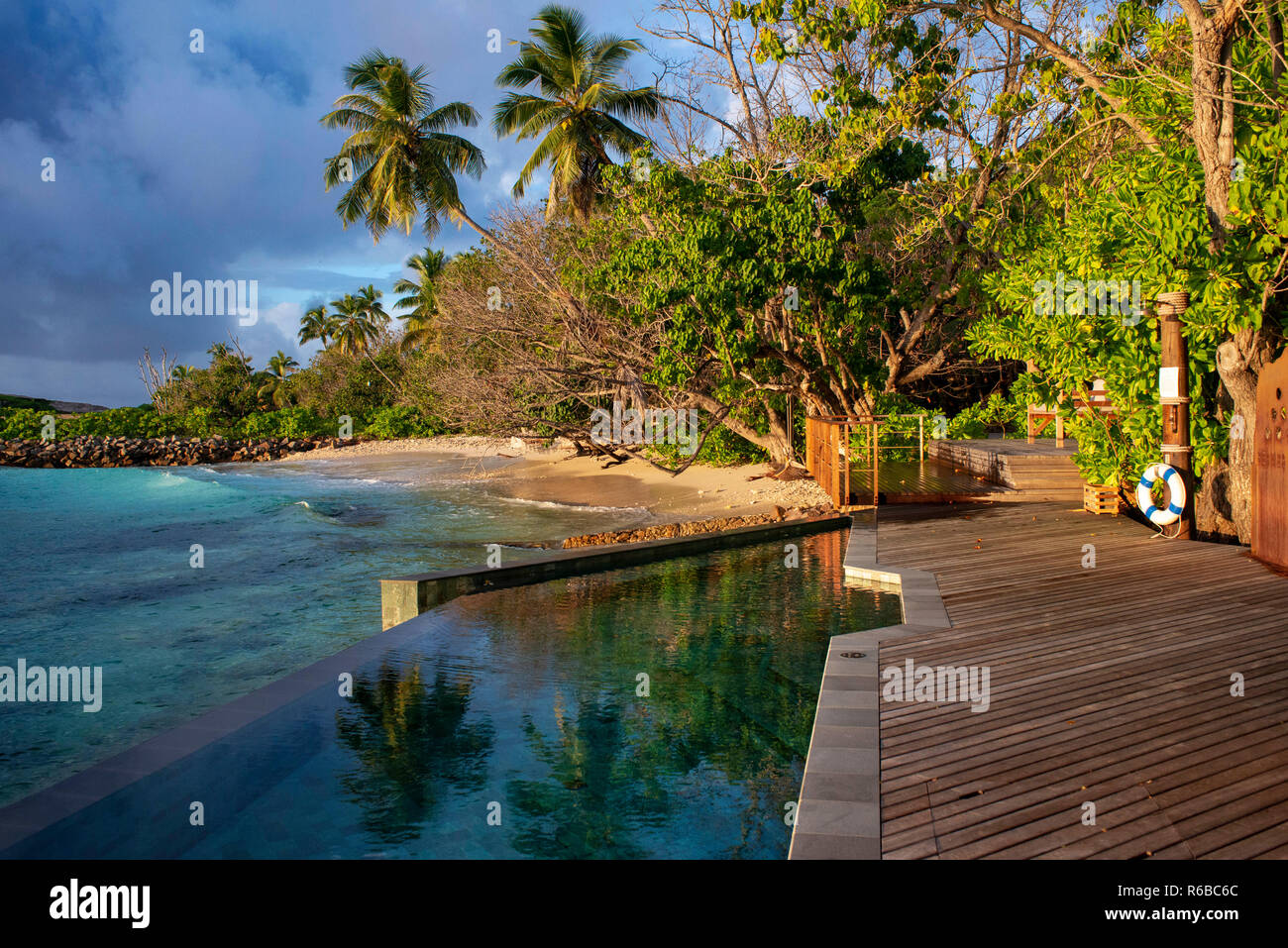 Six Senses Zil Pasyon luxury hotel. Felicite island Seychelles. Stock Photo